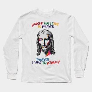 Divine Revelation: Worship Him Leads to Prayer Long Sleeve T-Shirt